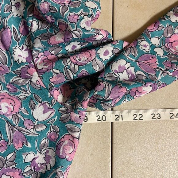 Vintage Floral 80s Jennifer Gee Pleated Long Sleeve Dress 10 - Picture 9 of 10